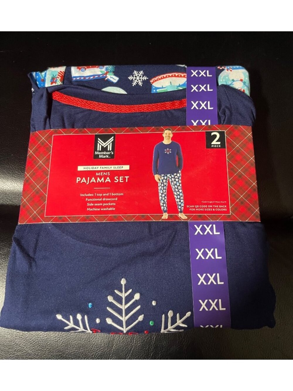 Holiday Family Sleep Mens 2-Piece Pajama Set XXL Snowflake Blue